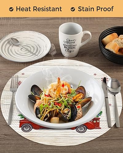 Miniatura 3 de Paquete de 2 manteles individuales redondos trenzados, I'll be Home de grano de madera de 15 pulgadas, lavables, resistentes al calor, para cocina,