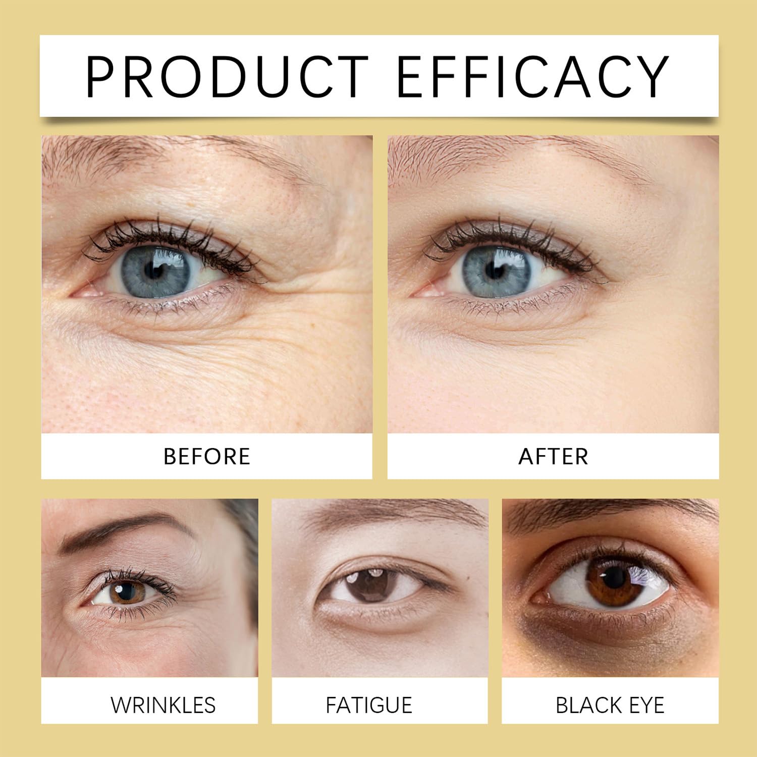 Sérum Contour des Yeux, Contour des Yeux, Poches et les cernes avec 360° Eye Roller Massage Ball, Crème Anti Cernes et Rides Instantané, Poches Sous Et réduit，Convient aux hommes et aux femmes 10ML