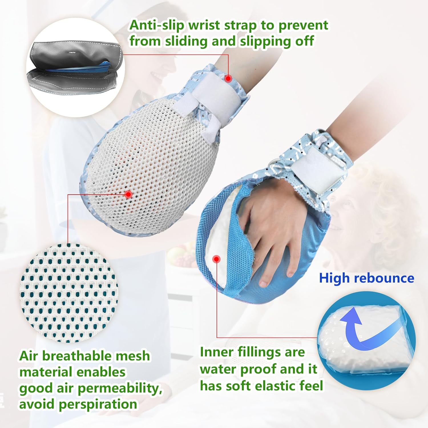 Dementia Restraint Gloves with Colorful Patterns-2 PCS- Reusable,Comfortable and Washable Hand Restraints for Elderly Patients