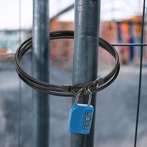 Miniatura 5 de Paquete de 12 cables de seguridad para equipaje con bucles de 4 pies de 0.118 in, recubierto de acero trenzado, cable de bicicleta de doble bucle,