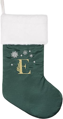 Miniatura 2 de GEX Medias de Navidad con monograma con letras personalizadas para bordado familiar, satén de seda con piel sintética suave, adorno de árbol de