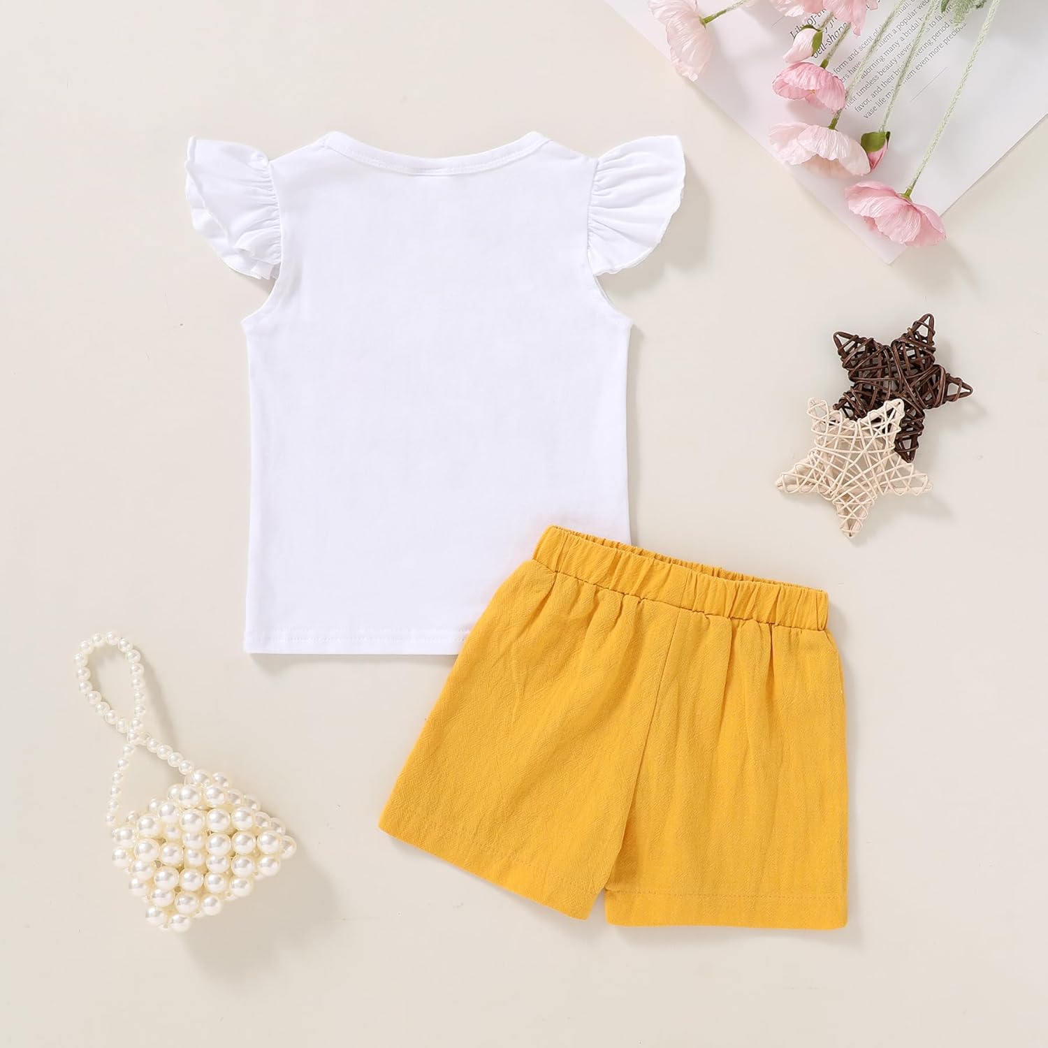 YOUNGER TREE Toddler Baby Girls Clothes Sunflower T-shirt + Bowknot Shorts with Cute Summer Girl Clothes Set - Image 3