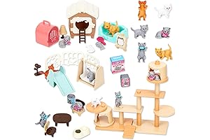 TQQFUN Realistic Pet Care Center Playset for Kids, Perfect for Little Cat-loving Girls