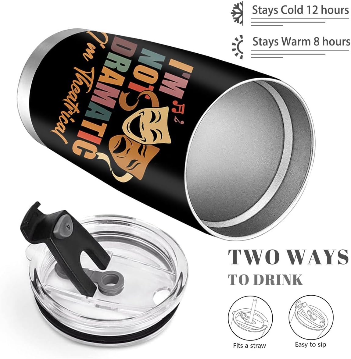 Theater Gifts, Theater Stainless Steel Tumbler with Lid Straw 20oz,Broadway Lovers Gifts - Image 4