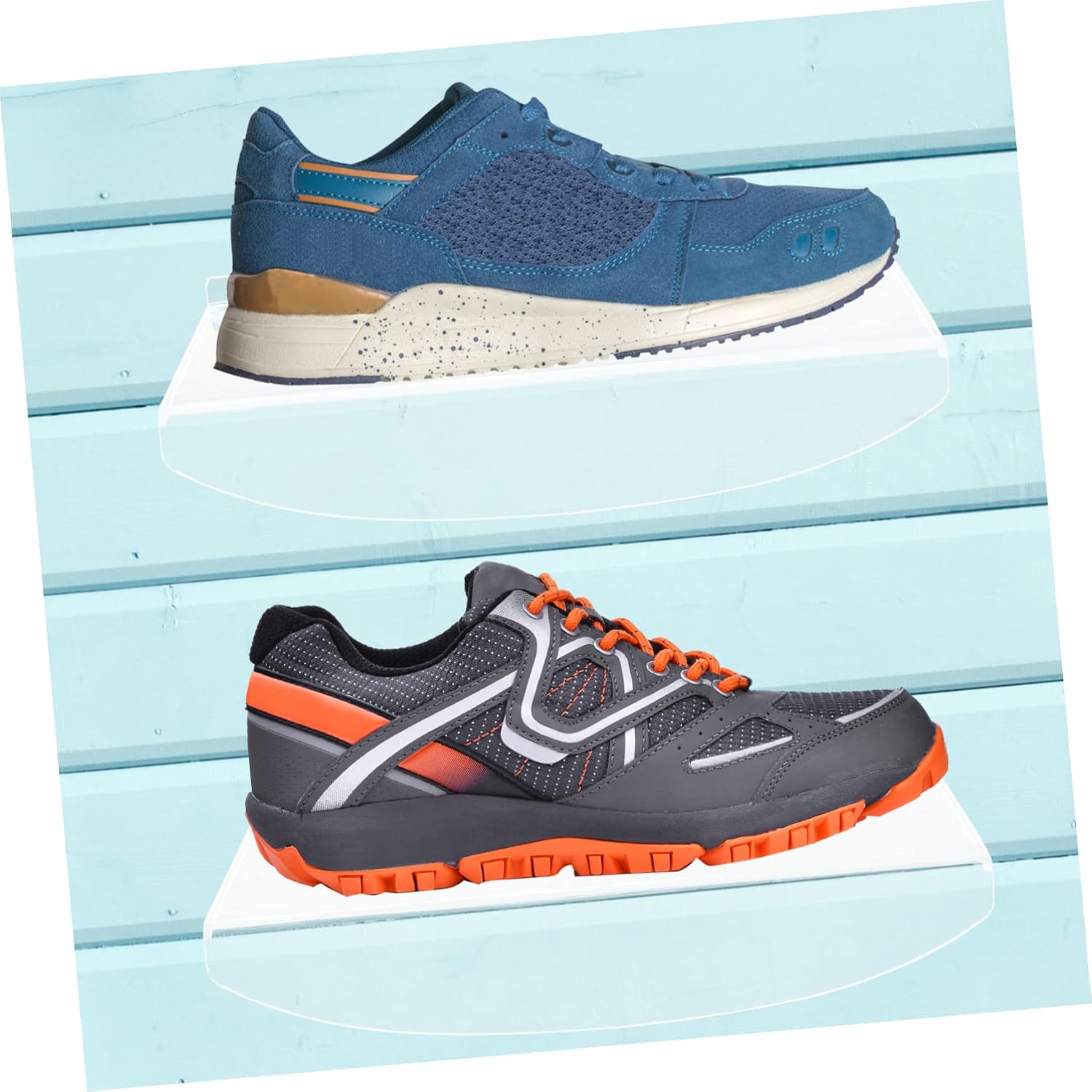 6pcs Floating Shoe Display Shelf Wall-mounted Shoe Rack for Sneakers Sports High Heels for Home Store and Shopping Mall