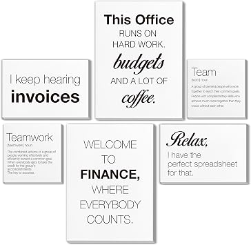 Nvhai Set of 6 Teamwork Wall Art Decor for Office Finance Framed Poster | Team Accounting Wall Decor, Accountant Gifts, Modern Artwork, Multiple Dimensions, Canvas