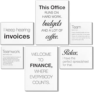 Finance Office Decor Accounting Office Artwork Wall Decor Teamwork Wall Art for Office Modern Team Posters Set of 6 Framed, Accountant Gifts