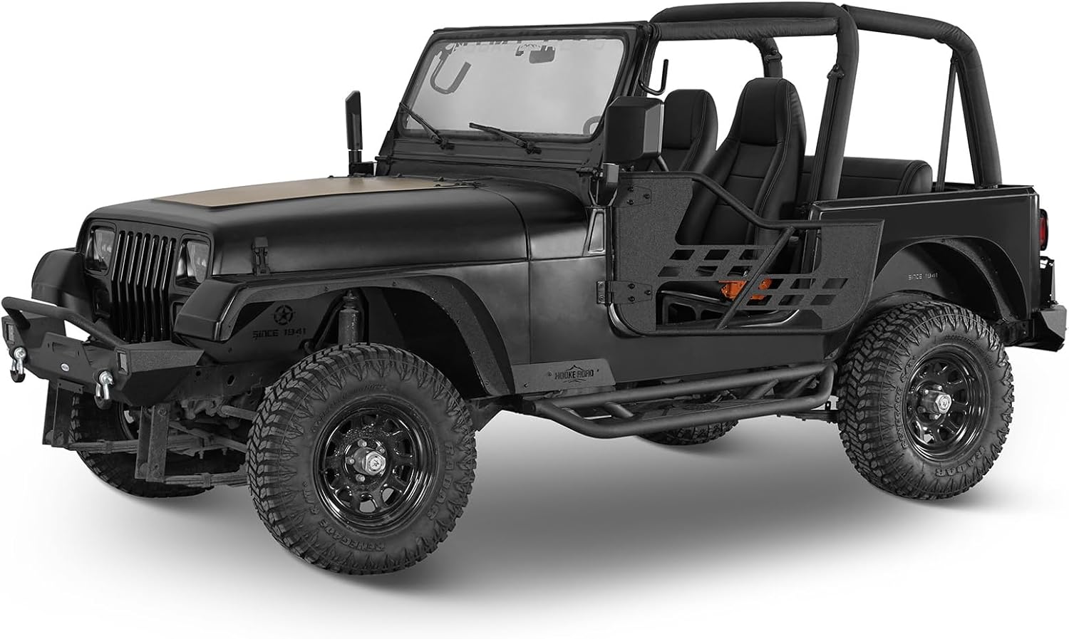Hooke Road CJ7 YJ Tube Half Doors for 1976-1995 Jeep CJ-7 & Wrangler YJ, Heavy-duty Steel Offroad Tubular Trail Door Guards - 2PCS