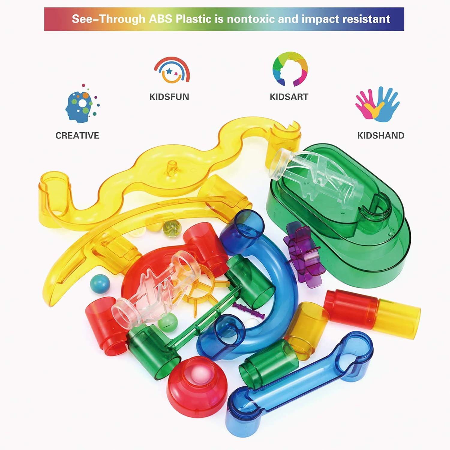 Magicfly Marble Run Set, 149 Pcs Marble Race Track Super Set for Kids 3+, (4 Light up Marbles+ 107 Pcs Translucent Marbulous+ 6 Glass Marbles+ 32 Pcs DIY Marbles) STEM Learning Toys for Boys and Girls