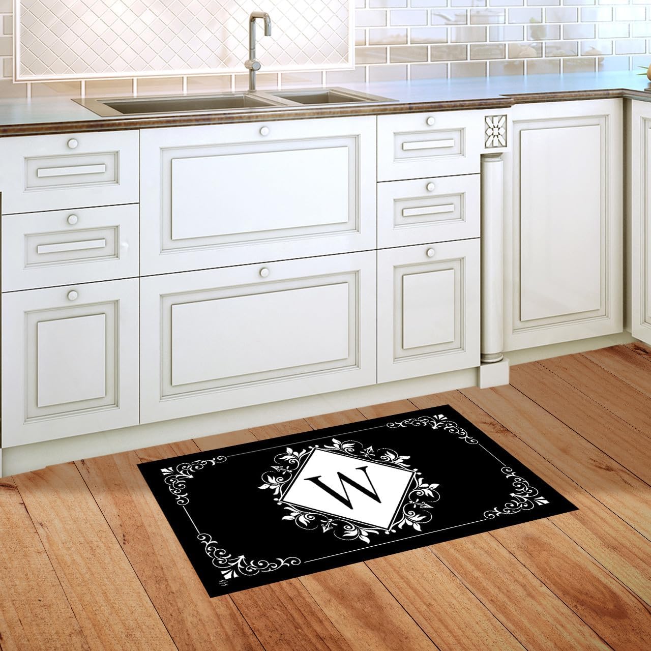 Briarwood Lane Black and White Monogram W Doormat