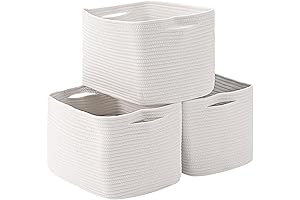 Woven Baskets for Storage - 15x11x9.5 - Linen Baskets for Organizing