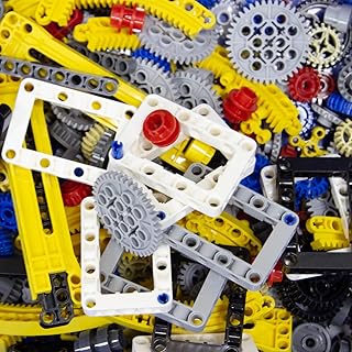 TEESE 2 Pounds Technic-Bulk-Blocks, Compatible with Lego-Technic-Parts, Technic-Beam-Gears-Axles-Pins, Frame-Wheels-Tires-Tracks (Random Color)