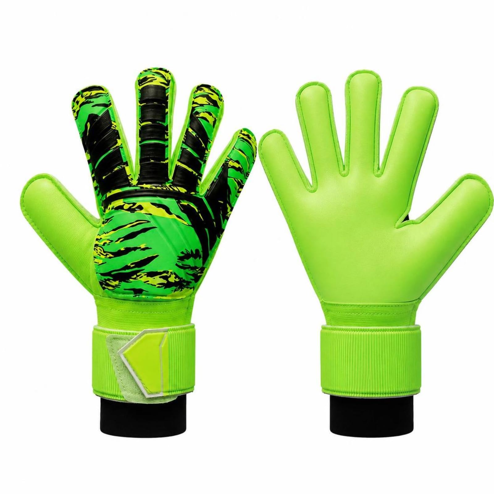 Guanti Portiere Bambini Guanti Calcio Ragazzi Guanti Allenamento Junior Guanti Sport con Protezione Dita in Lattice E Chiusura a Strappo Adatti a, Verde, 5