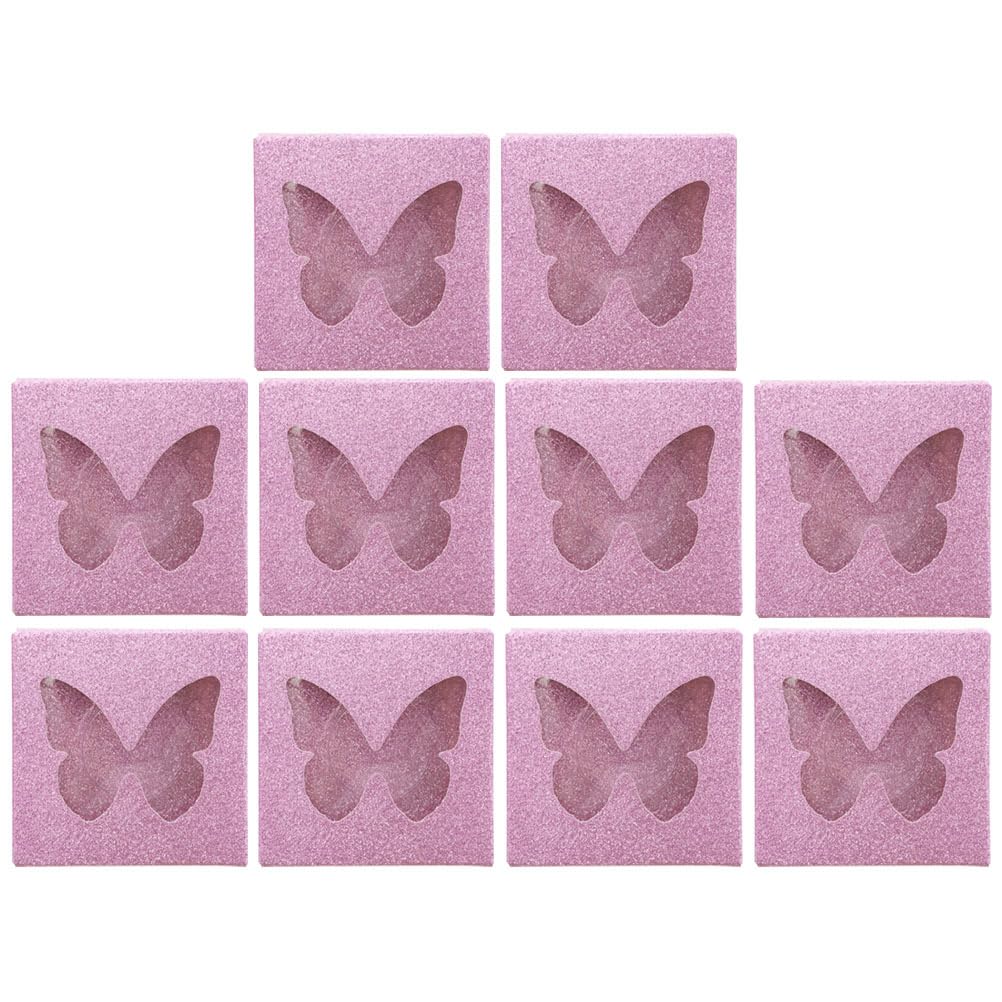 Square Eyelash Box with Lash Tray Butterflies Design 10-Pack False Eyelash Cases Compact Storage Organizer 2.83X2.83X0.47In Packaging for Makeup Lovers