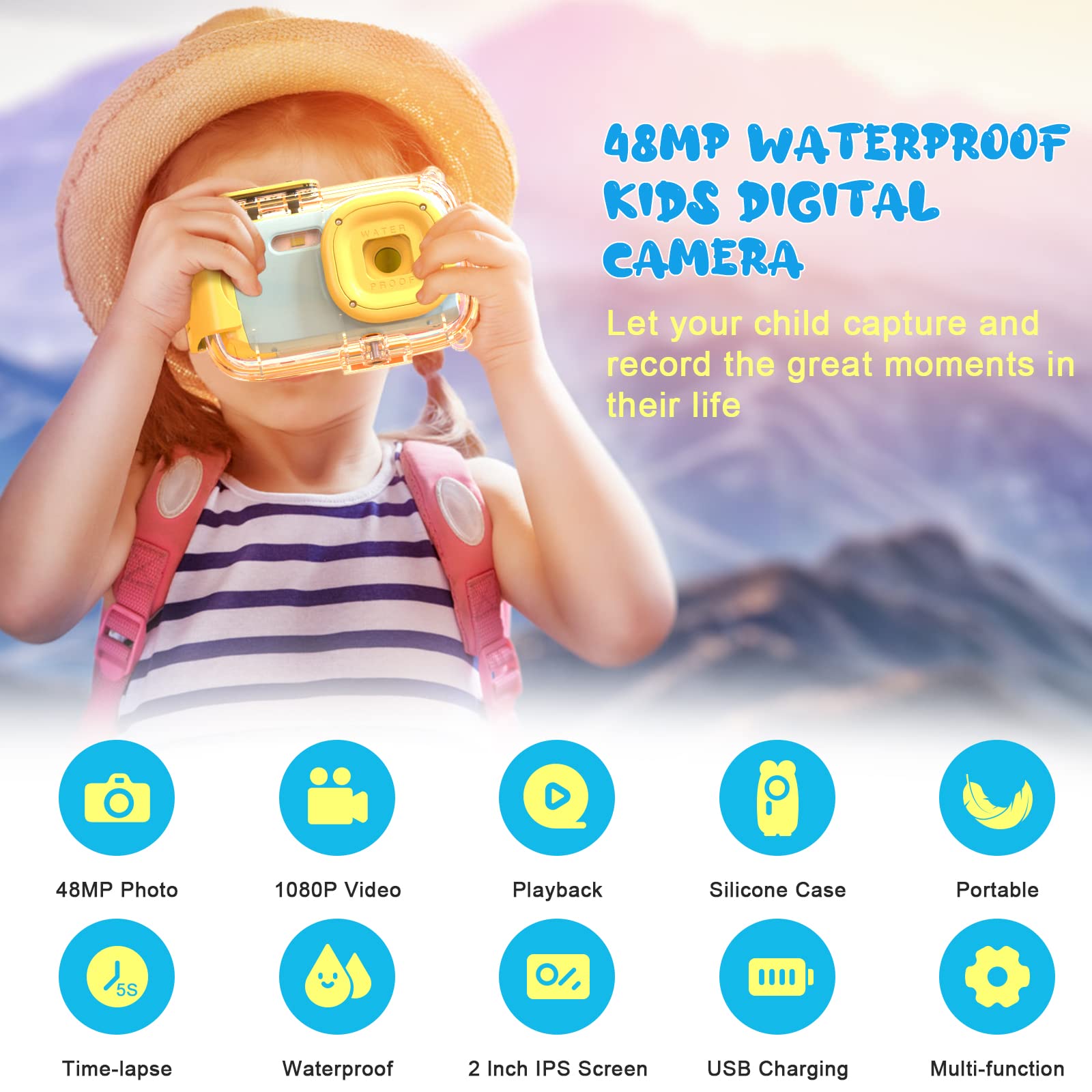 BNEHHOV Cámara Infantil de 2 Pulgadas y 48 Megapíxeles, Cámara SelfieDigital Infantil 1080P con Tarjeta de 32GB para Niños de 2 a 12 Años, Regalo de Juguete de cumpleaños para niño (Rosa
