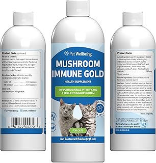 Pet Wellbeing Mushroom Immune Gold for Cats - Complementary Immune Support with Functional Mushrooms Reishi, Maitake & Turkey Tail - NASC Certified & Vet-Formulated - 8 oz Liquid Formula
