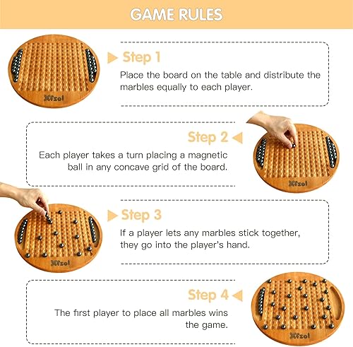 Miniatura 2 de CIRCS-001 - Juego de ajedrez magnético de madera, juego de mesa interactivo con 30 piedras magnéticas, desarrollo de inteligencia, juego de batalla