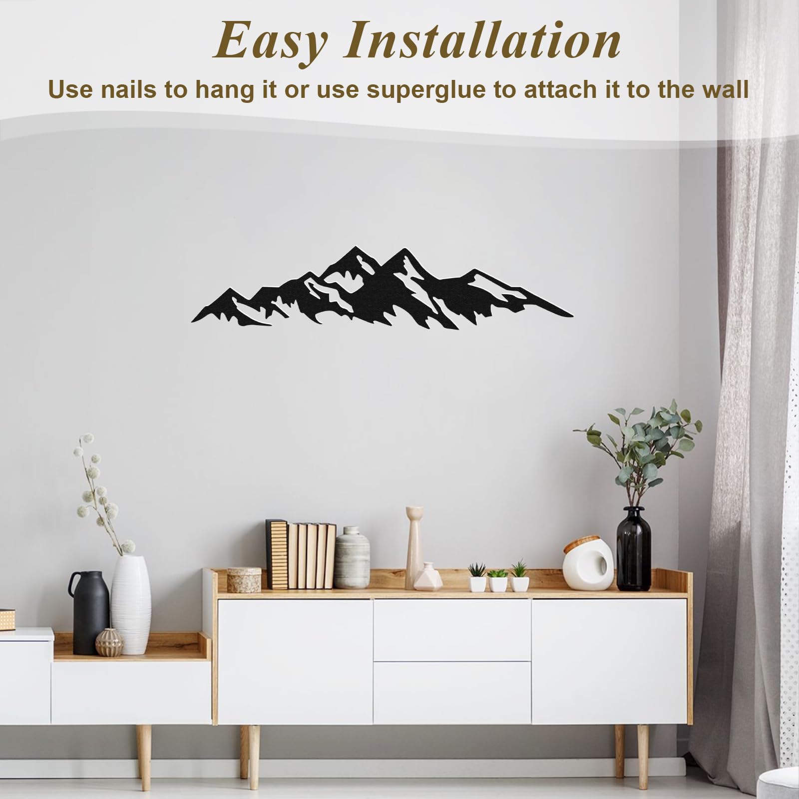 4 Decorazioni Murali Metallo Con Montagne - Arte Moderna Per Soggiorno O Camera - Foto 13