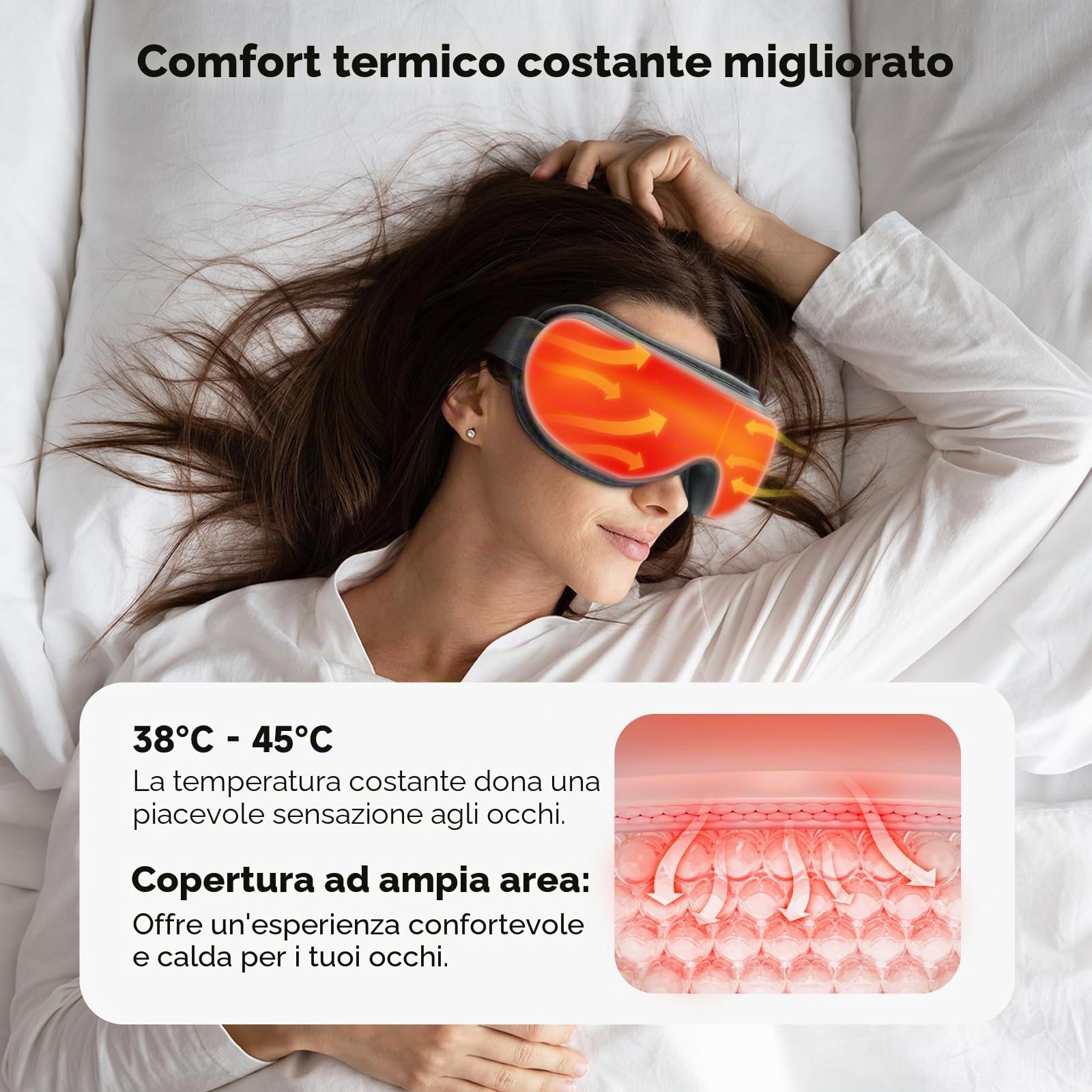 Medcursor Massaggiatore oculare con calore, pressione dell'aria, musicoterapia, allevia l'affaticamento e la tensione degli occhi, migliora il sonno, la famiglia e la scelta regalo (bianco)