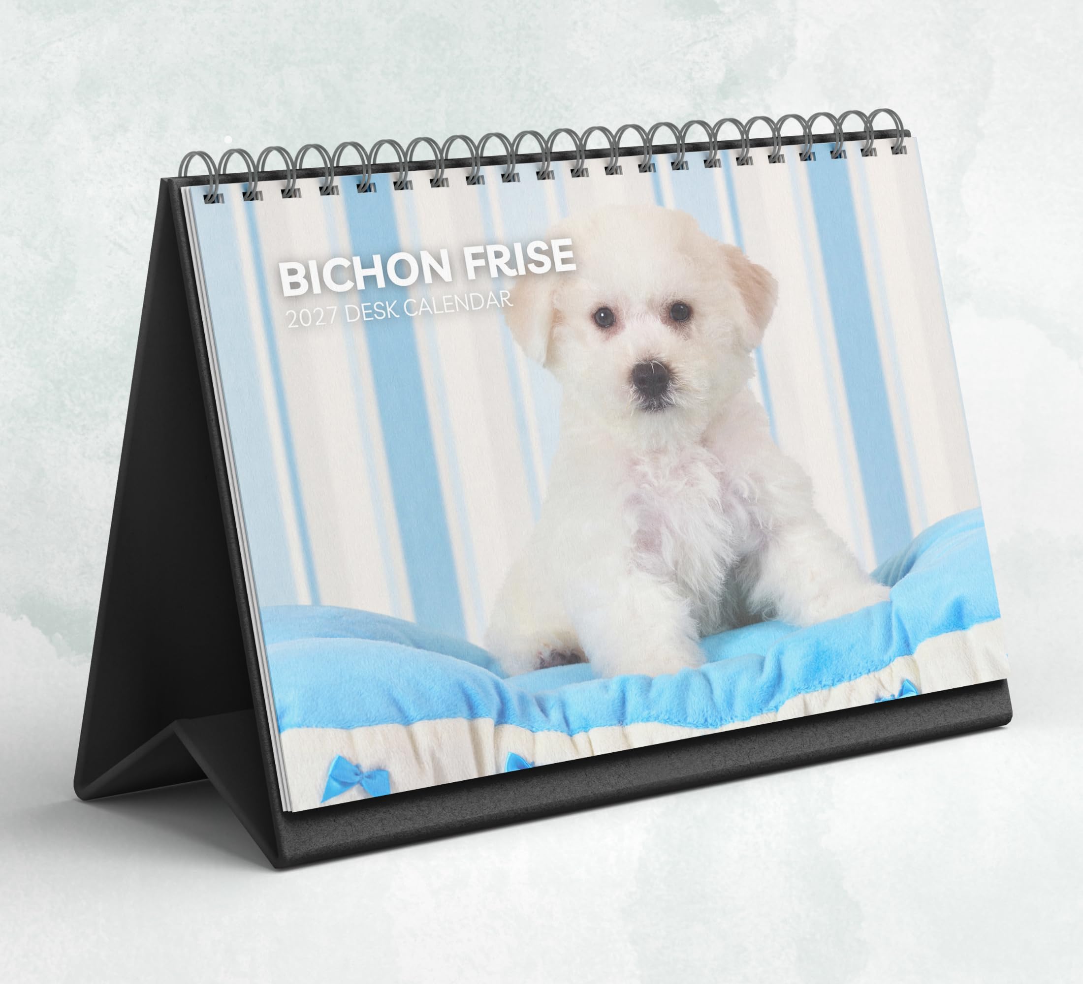 Bichon Frise Desk Calendar 2027-2028: Standing Flip Desktop Calendar with Thick Paper (15.25cm x 22cm - similar to A5)