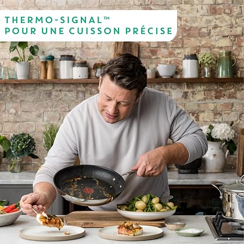 Miniatura 6 de T-Fal Jamie Oliver Cooks Direct - Sartén antiadherente de acero inoxidable, juego de 3 piezas (202411.0 in) (8911 pulgadas) con inducción