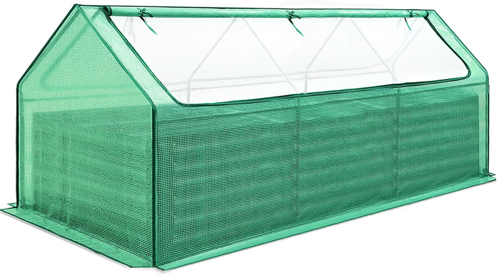Raised Garden Bed Galvanized Raised Beds for Gardening Vegetables with Cover 8x4x2 ft Metal Planter Box Outdoor Use, Green