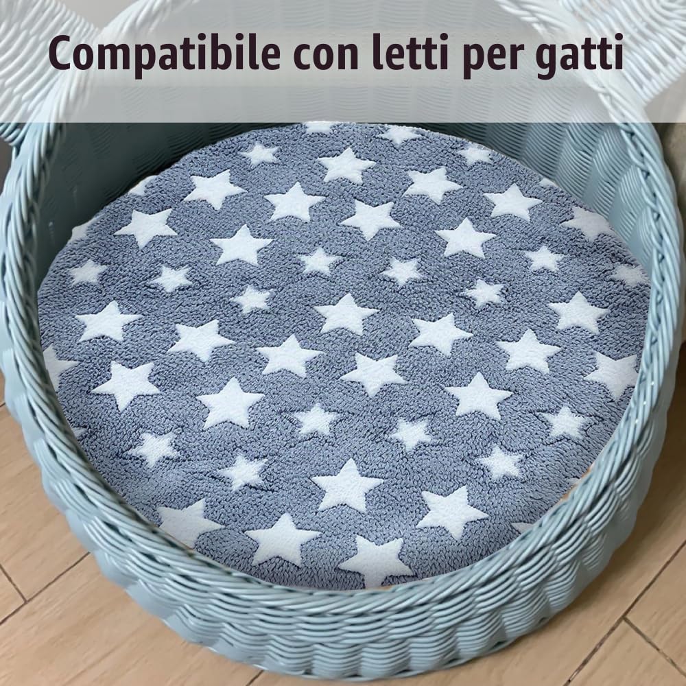 DONGKER Tappetino Rotondo per Gatti da 40 cm, 2 Pezzi Cuccia per Gatto in Pile di Corallo Bifacciale, Cuscino per Gatti Lavabile per Animali Domestici per Letti Tiragraffi Cucce Divano