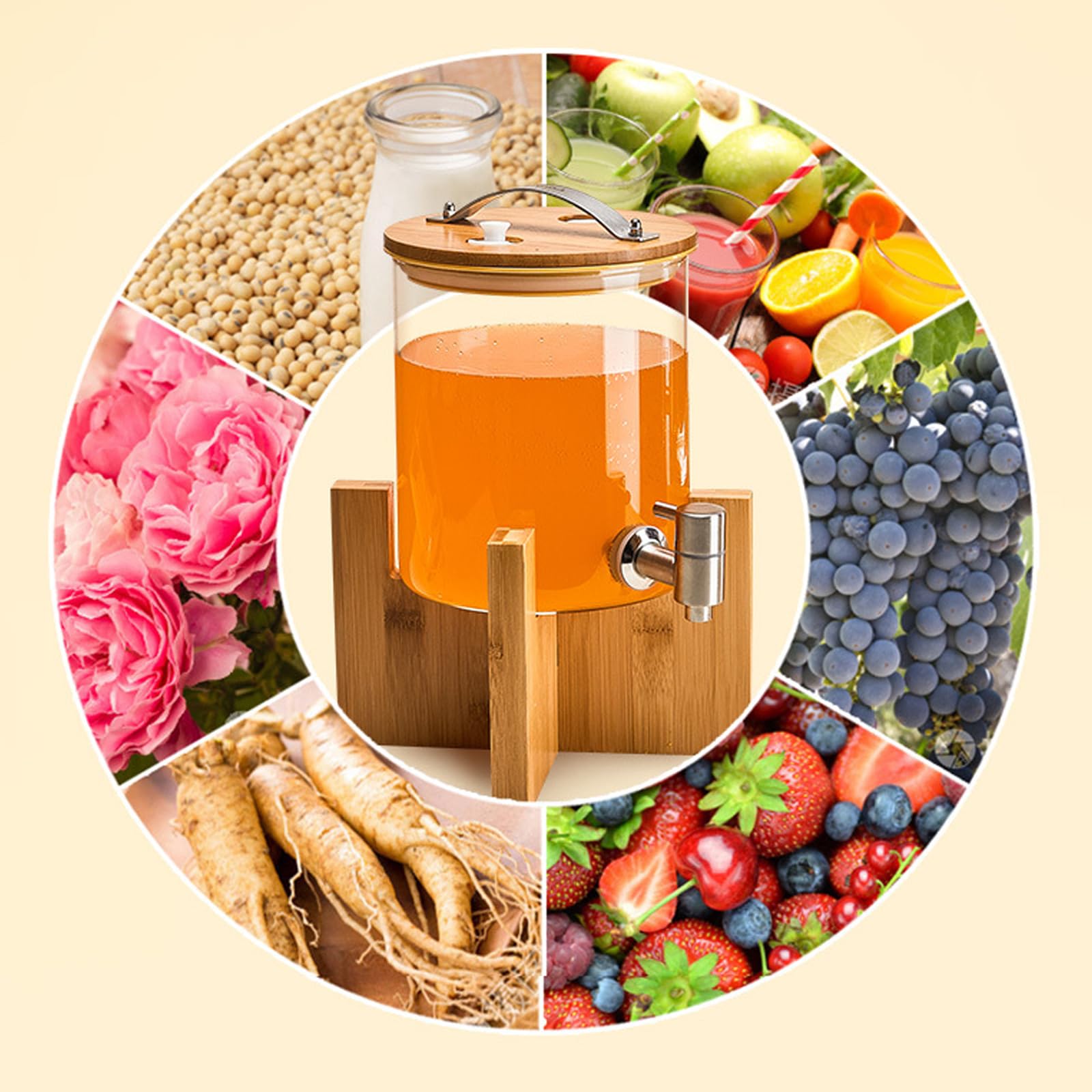 Distributore di bevande con supporto, dispenser per bevande calde o fredde, ideale per acqua, succhi di frutta, tè freddo, per feste ed eventi, 3 l