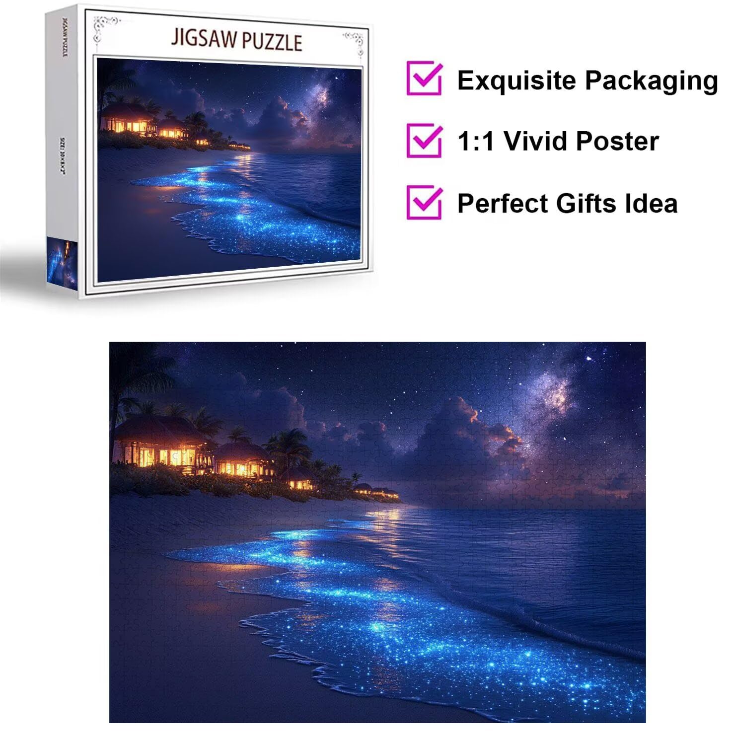 Puzzle 3000 Pezzi spiaggia Puzzle Adulti, Gioco Educativo, n-240 | Jigsaw Puzzles Il cielo stellare, Impossibile Difficile Sfida, Classici Gioco Familiare, Giochi Divertenti, Idee Regalo