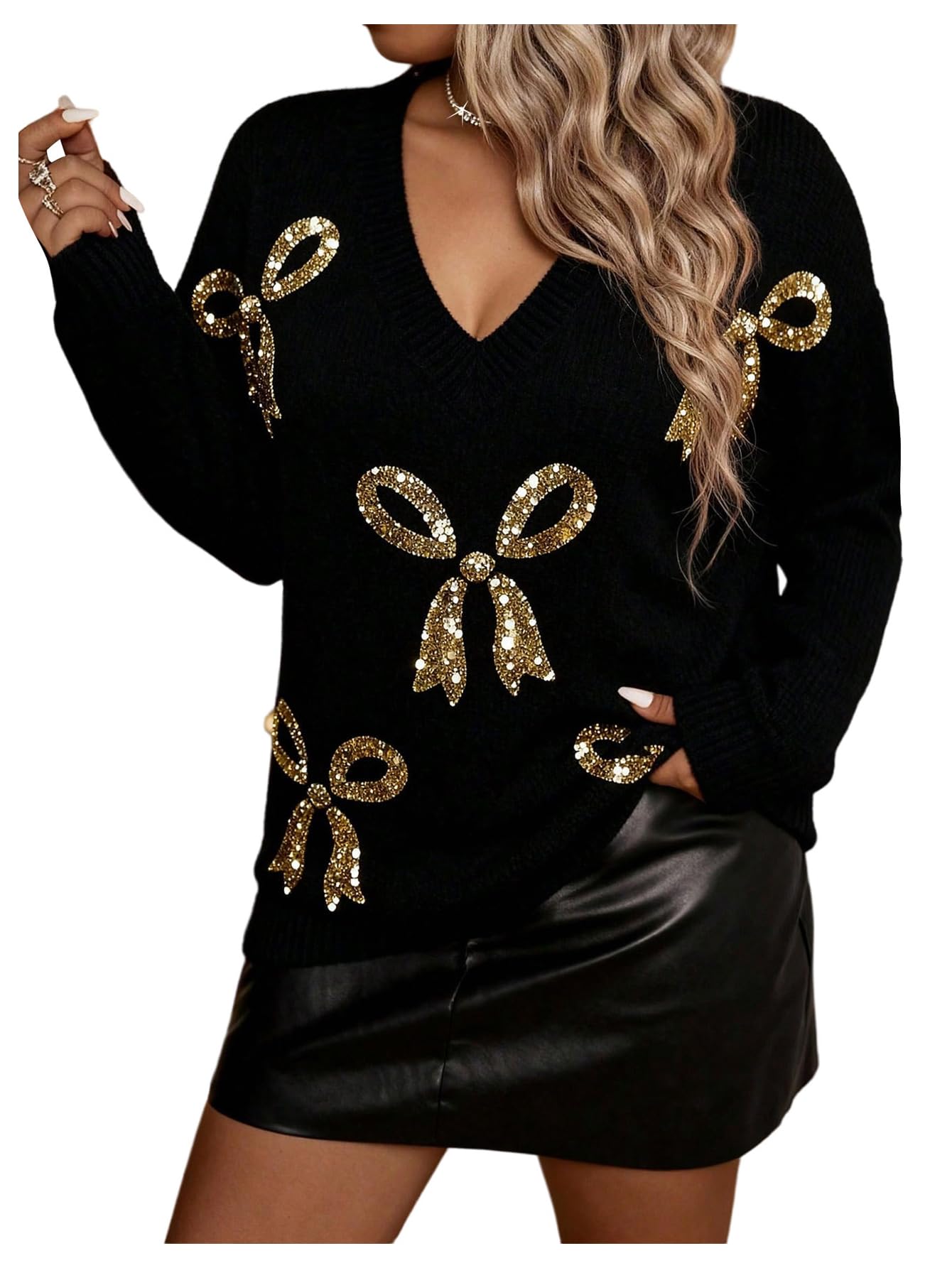 GORGLITTER Womens Plus Size American Flag Sweater Fall Chunky Oversized Long Sleeve Crew Neck Knit Tops