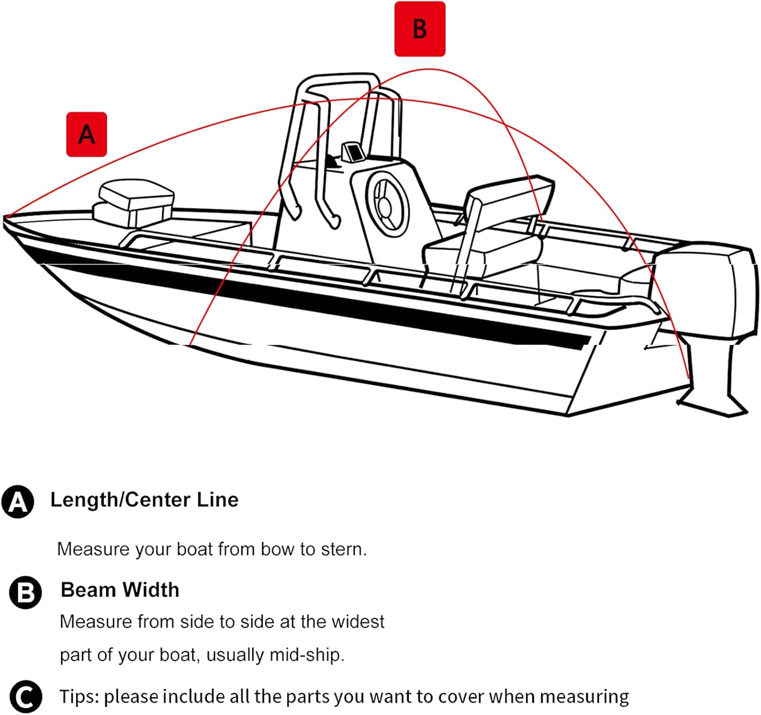 21-24ft Marine Grade 210d Trailerable Boat Cover Waterproof Heavy Duty Ski Bass Boat Cover Suitable for V-Hull Tri-Hull Runabouts, with Bungee Cord