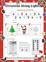 Vista 117 de Paquete de 2 guirnaldas de luces LED, funcionan con pilas, 5 m, 50 luces intermitentes, temporizador, impermeables, para habitaciones, bodas