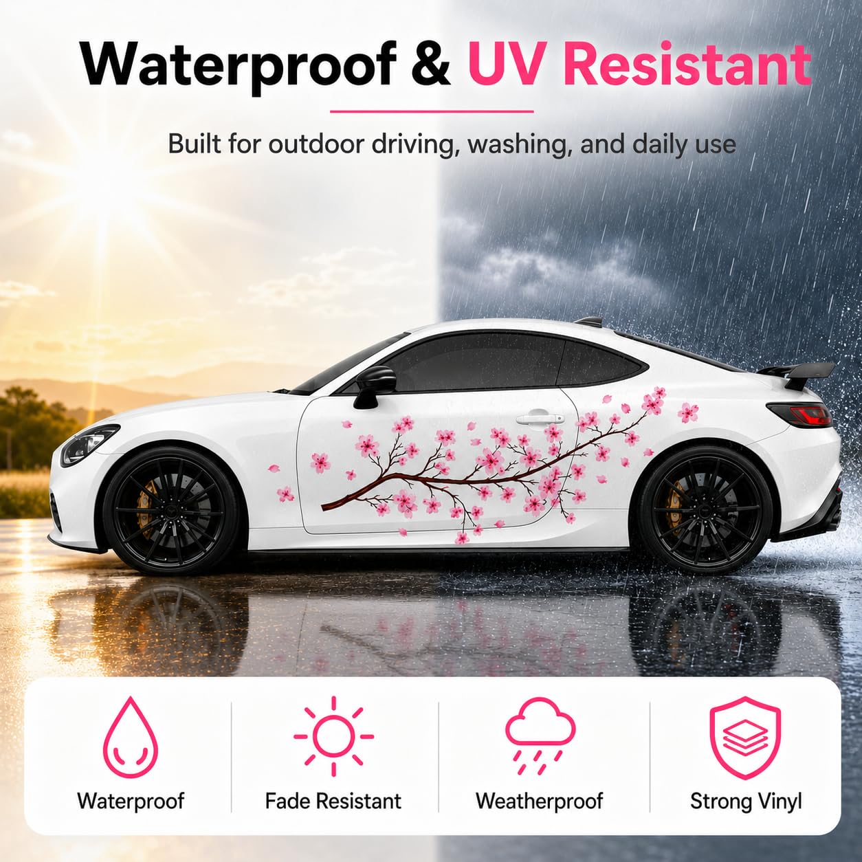 Sakura Cherry Blossom Japanese Themed Car Vinyl (2 Pack) Universal