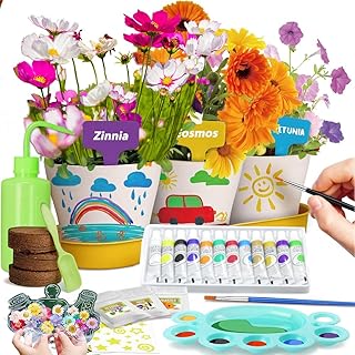 Doiaz Paint & Plant Flower Growing Gardening Kit with 3 Pots for Kidz - Christmas Gifts for Girlz & Boyz Agez 5, 6, 7, 8, 9, 10, 11 & 12 Yearz Old Girlz
