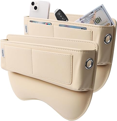 Miniatura 7 de Organizador y almacenamiento de cuero para asiento de automóvil, accesorios universales para automóvil, para relleno de espacio lateral de consola,