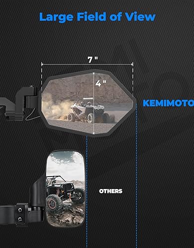 Miniatura 7 de KEMIMOTO UTV - Espejos laterales iluminados, espejo UTV de aluminio RGB con 29 modos de color para barra antivuelco de 1.6 a 2 pulgadas, compatible