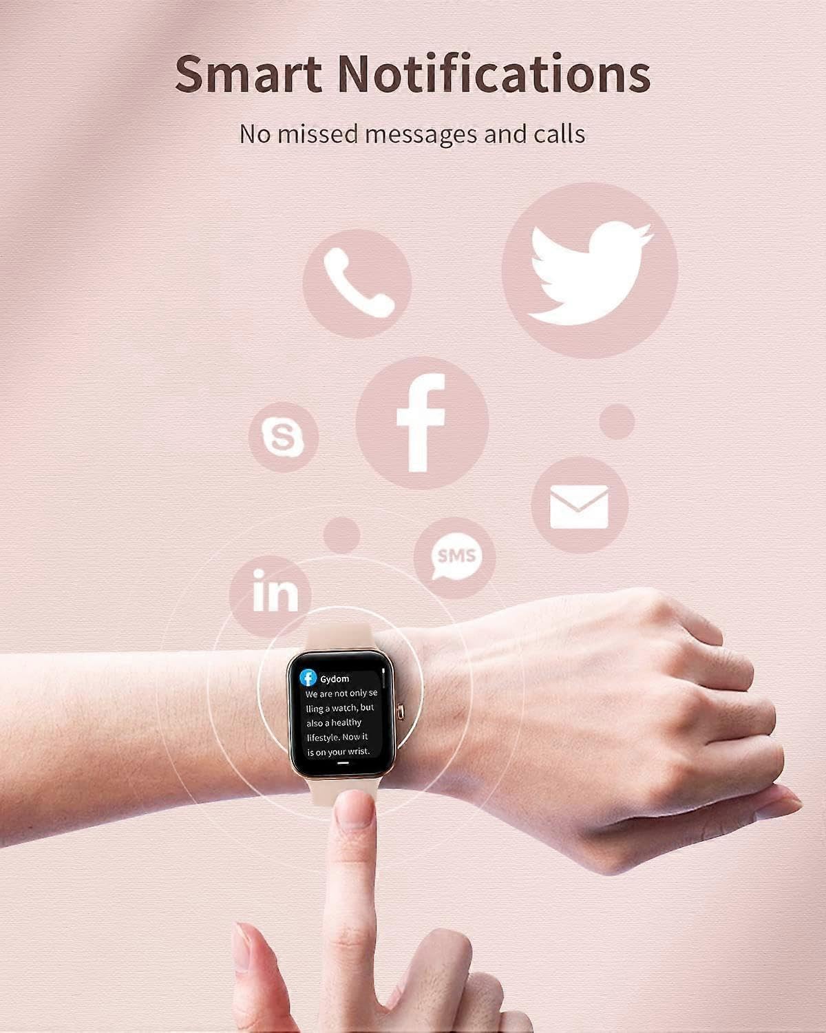 Smartwatch für Damen, DIY Smart Fitness Tracker Uhr Blutsauerstoff Herzfrequenz Schlafmonitor Schrittzähler 5ATM Wasserdicht Smart Notification Wetter Musi