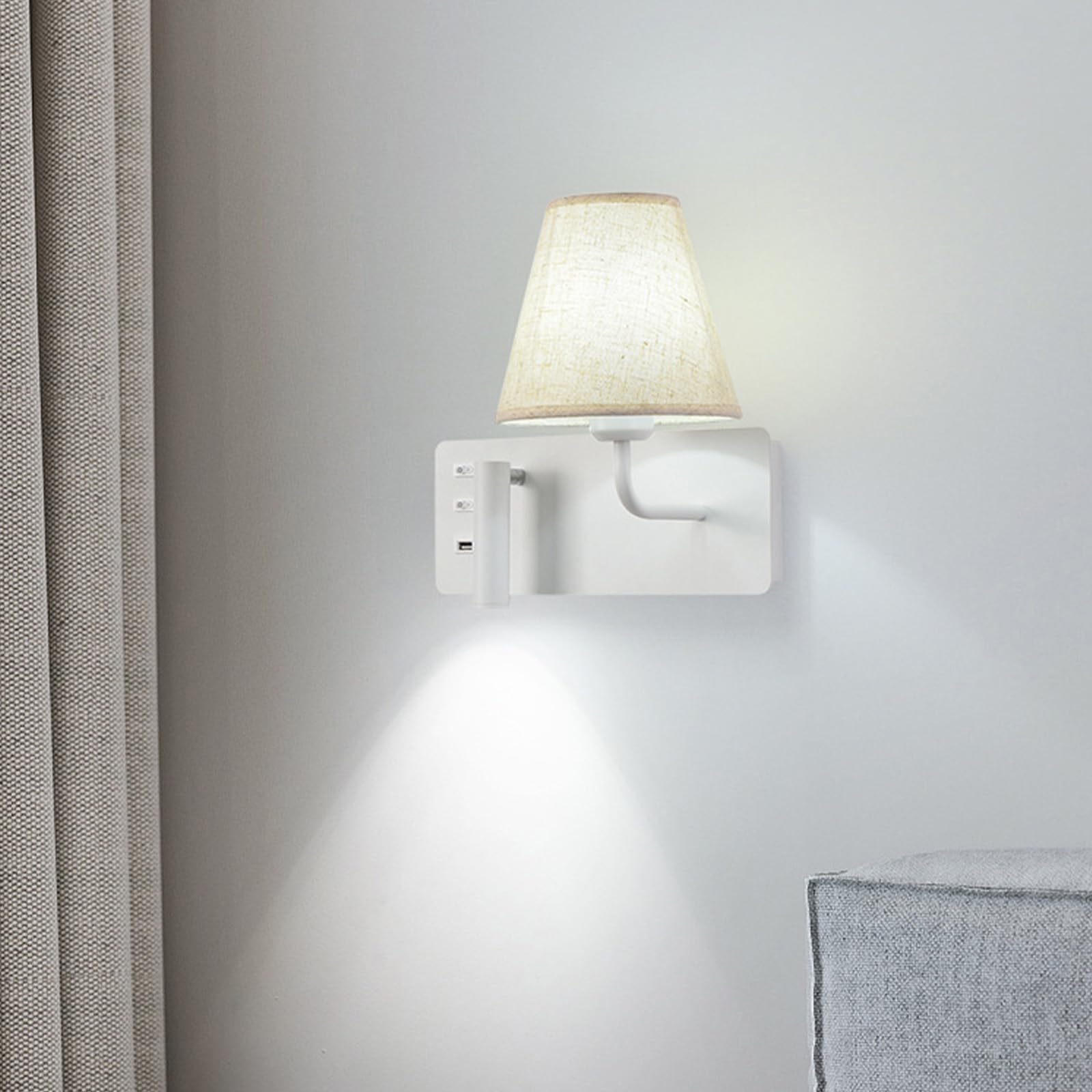 Apliques de pared para sala de estar con foco giratorio blanco 8