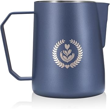 20.3oz Stainless Steel Frothing Pitcher, Sharp No-Drip Spout, Blue
