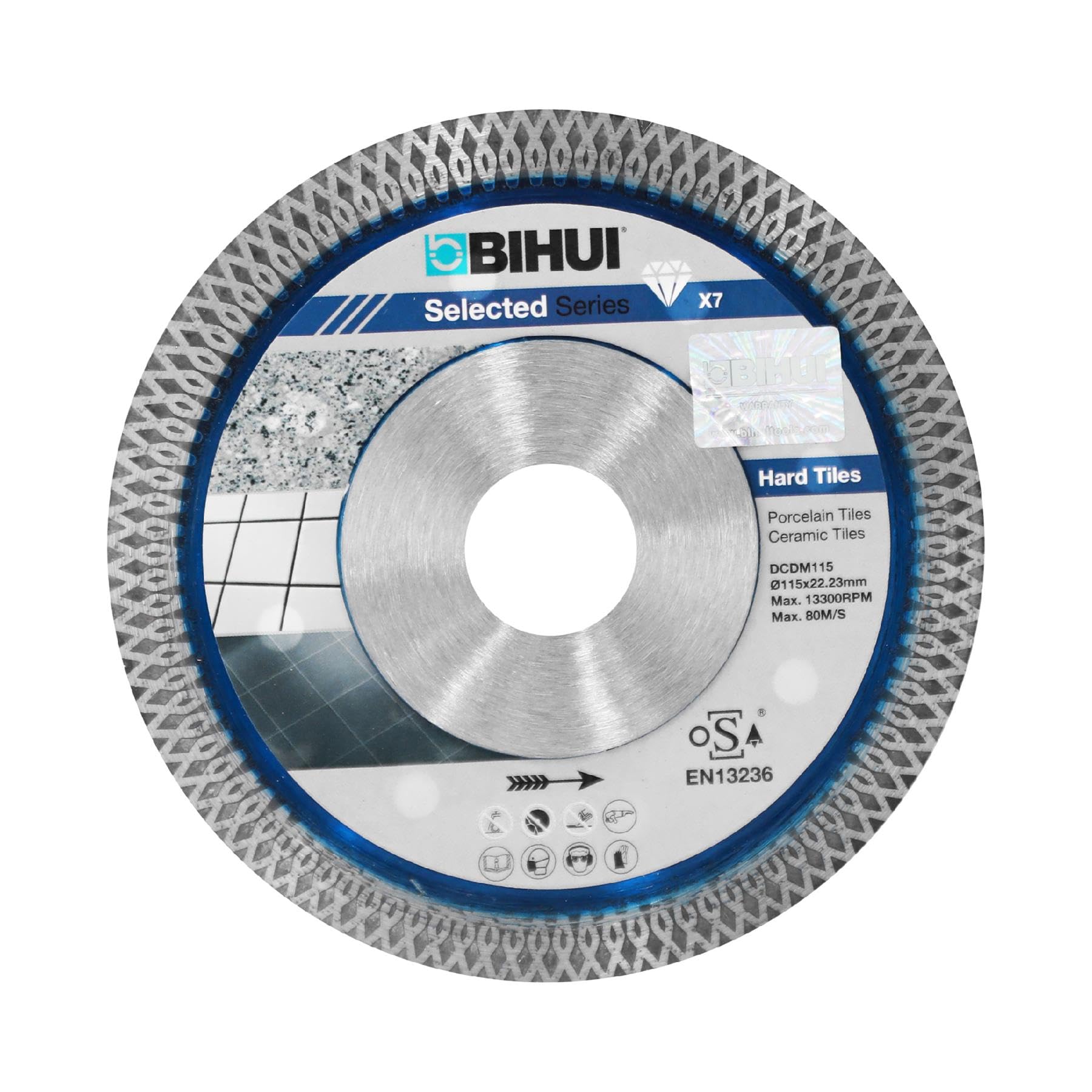 BIHUI B-Speedy Disco de corte de diamante de 115 mm para azulejos y gres porcelánico, orificio de 22,23 mm