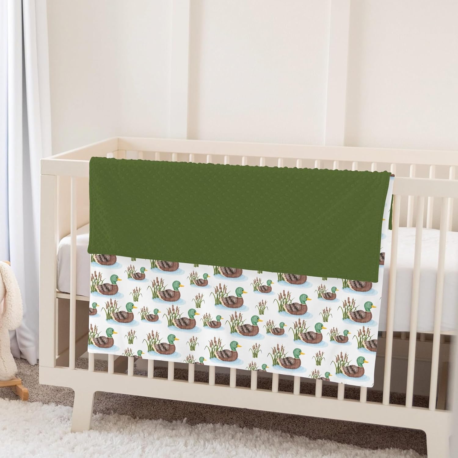Cute Mallard Ducks Baby Blankets for Girl Boy Wild Duck Lake Soft Mink Dotted Backing Double Layer Swaddle Receiving Blanket Hunting Ducks Birds Bed Throws for Newborn Infant Toddler Nursery 30x40
