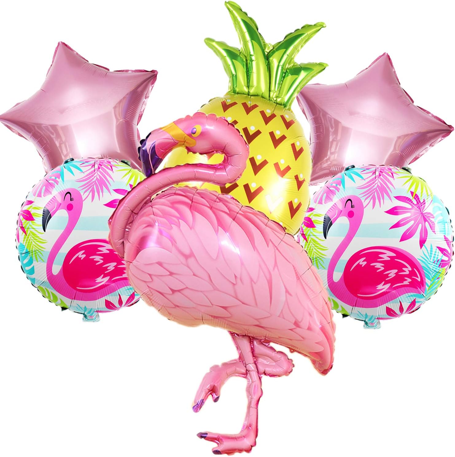 6PCS Flamingo Themed Party Balloons Party Supplies Decorations Pineapple Tropical Pink Star Summer Beach Pool Baby Shower Wedding Birthday Party Favors
