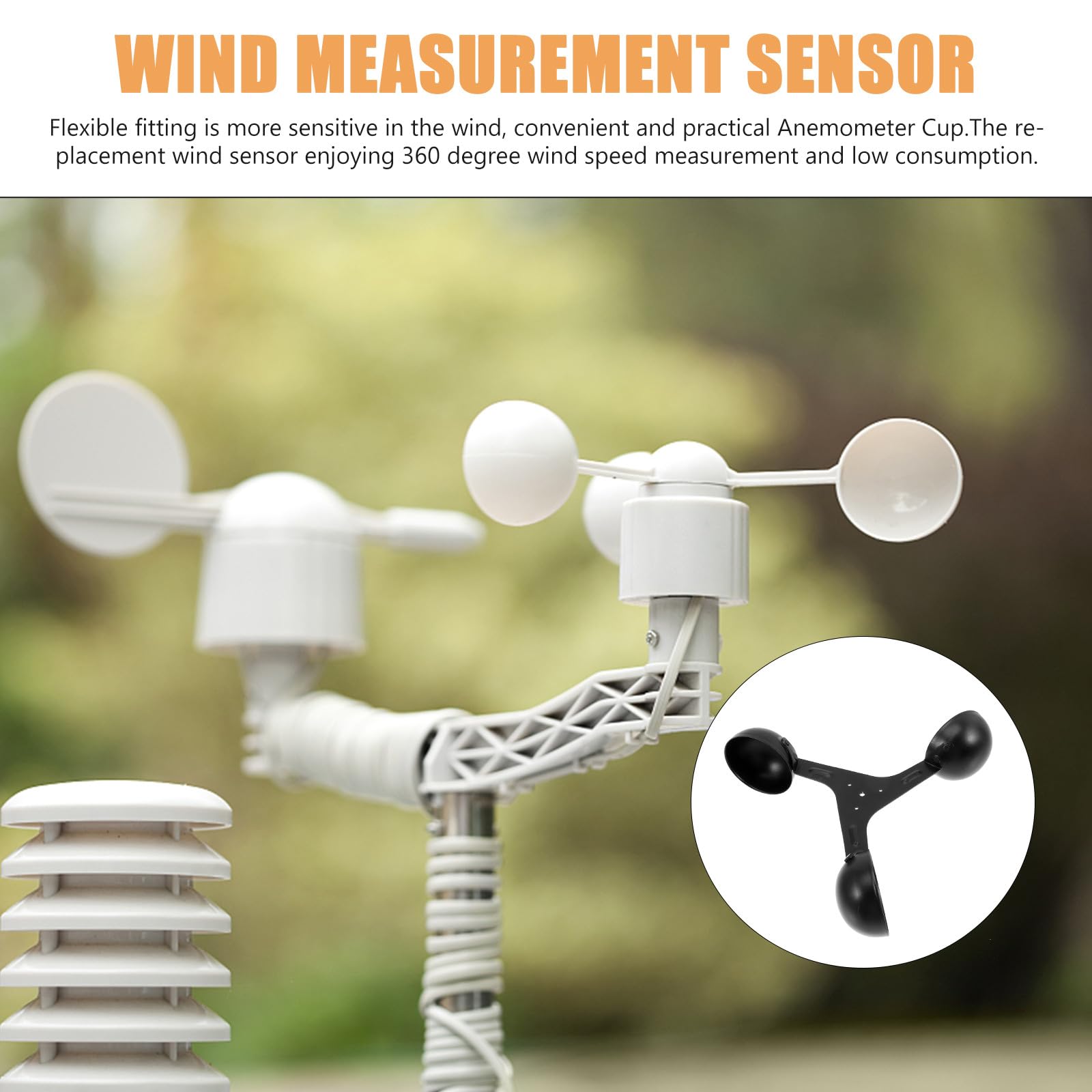 CRAFTHROU Professioneller 3 tassen Windmesser aus Aluminiumlegierung mit 360 Grad Windgeschwindigkeitsmessung und Flexiblem Leichtem Gehäuse für Außeneinsatz