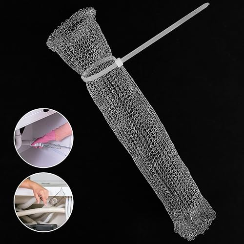 Miniatura 5 de 50 trampas de pelusa para lavadora, trampas de pelusa de acero inoxidable con 50 bridas para cables, malla duradera, filtro de manguera de lavado,