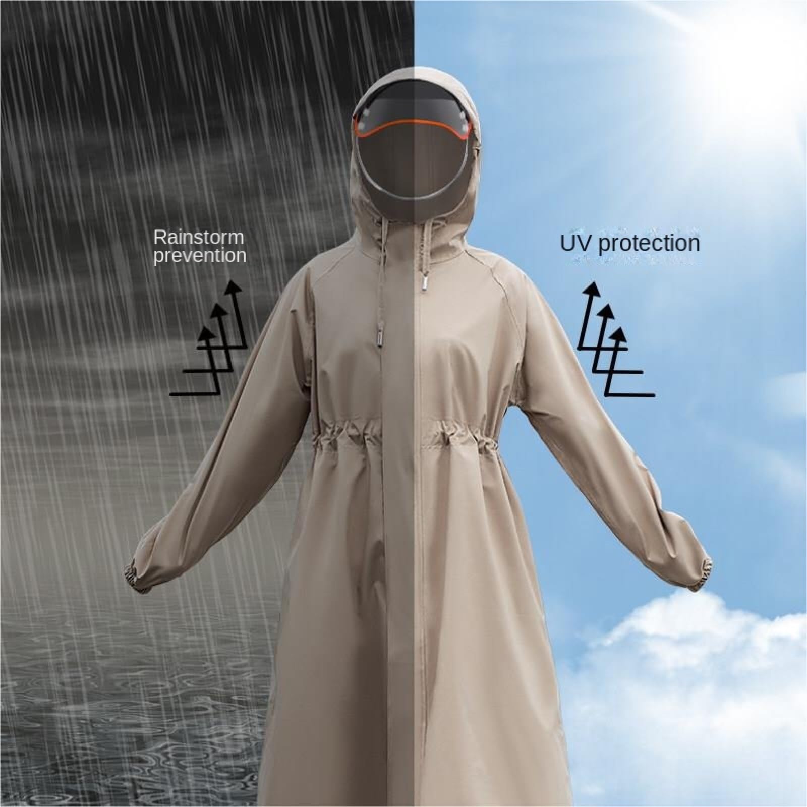 Capa de Lluvia Reutilizable Chubasquero Con Capucha For Mujer, Traje Portátil De Protección Contra La Lluvia Cuerpo Completo Ropa de Agua para Exteriores