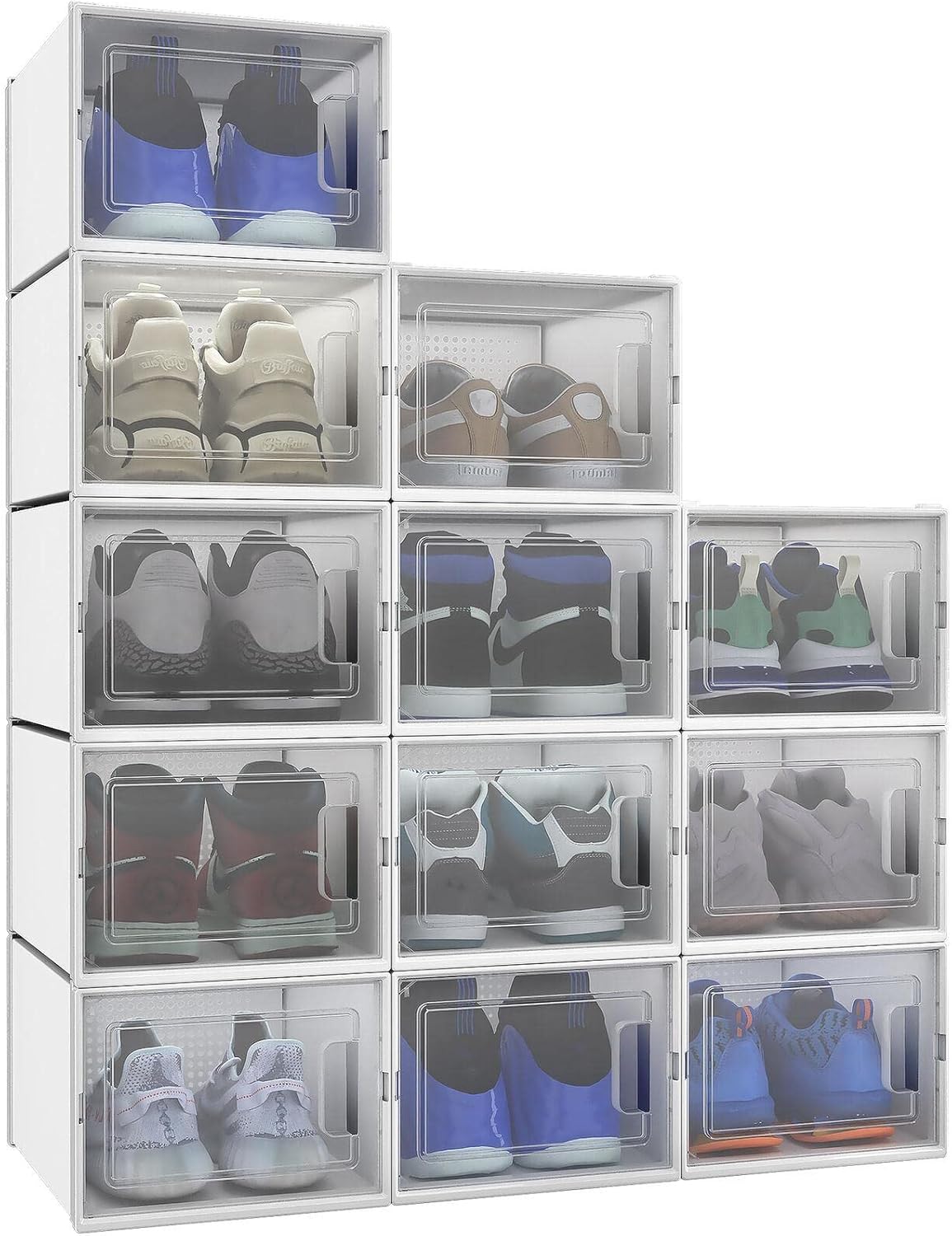 CustomDr 12Pcs Shoe Storage Box Stackable Plastic Sneaker