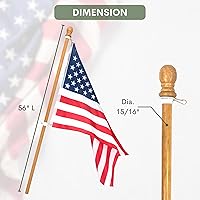 Vista 6 de 56" Wooden Flag Pole for House Pack of 2 Improved Design Tangle Free Adjustable Rotating Rings Heavy Duty Flag Poles for Outside Fit Most Flag Sizes