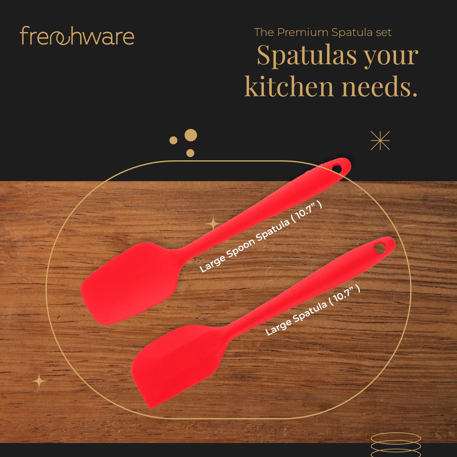 Frenchware Set of 2 Non-Stick Silicone Large Spatula and Spoon for Cooking