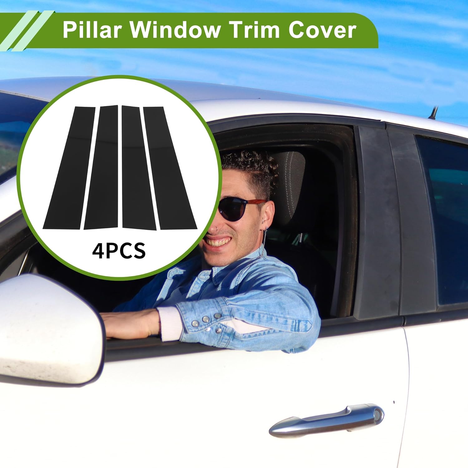 Door Pillar Window Trim for Dodge for Ram 2019-2023 Black Front Left Right Anti Scratch Sticker Pillar Posts Door Outer Exterior Cover 4 Pcs