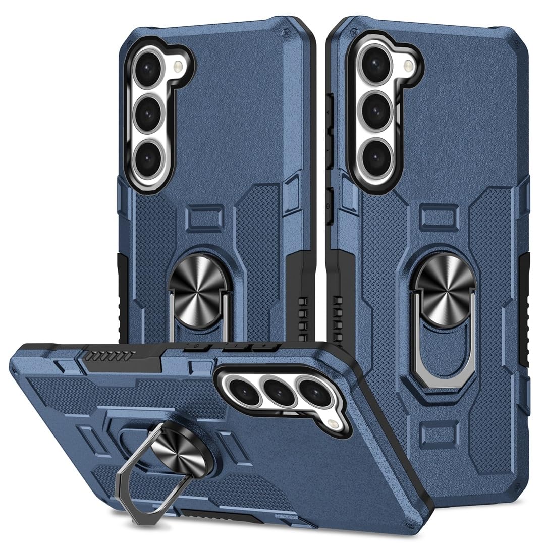 Coque Samsung S23 Plus antichoc bleue avec anneau support PC rigide - 8